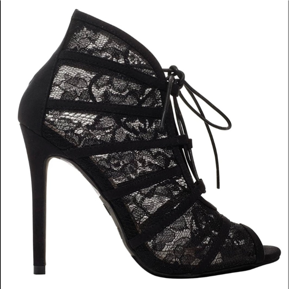 Yoki Women Juliana-43 Heel Open Toe with Lace Mesh